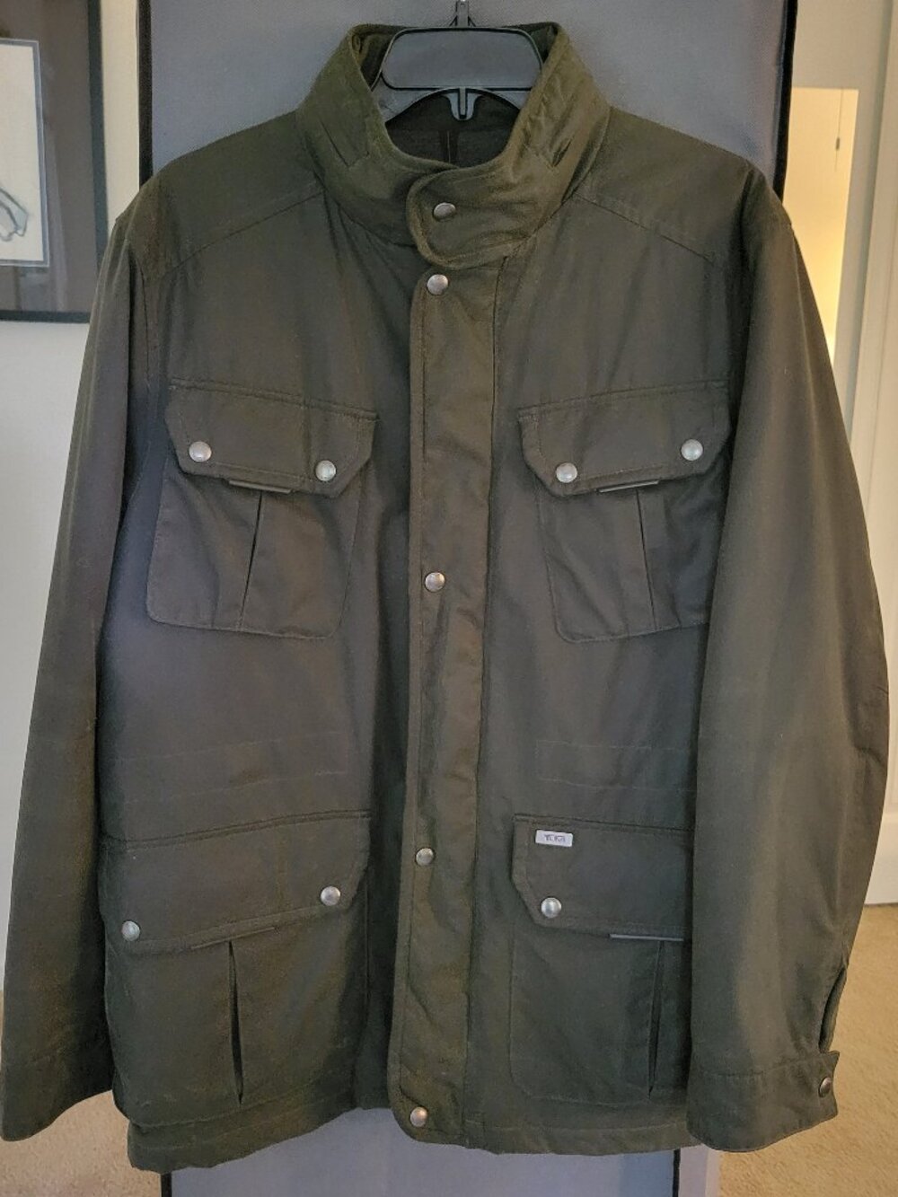 Men's Tumi Waterproof Wax Cotton military Luxury field Jacket- fully lined sz M